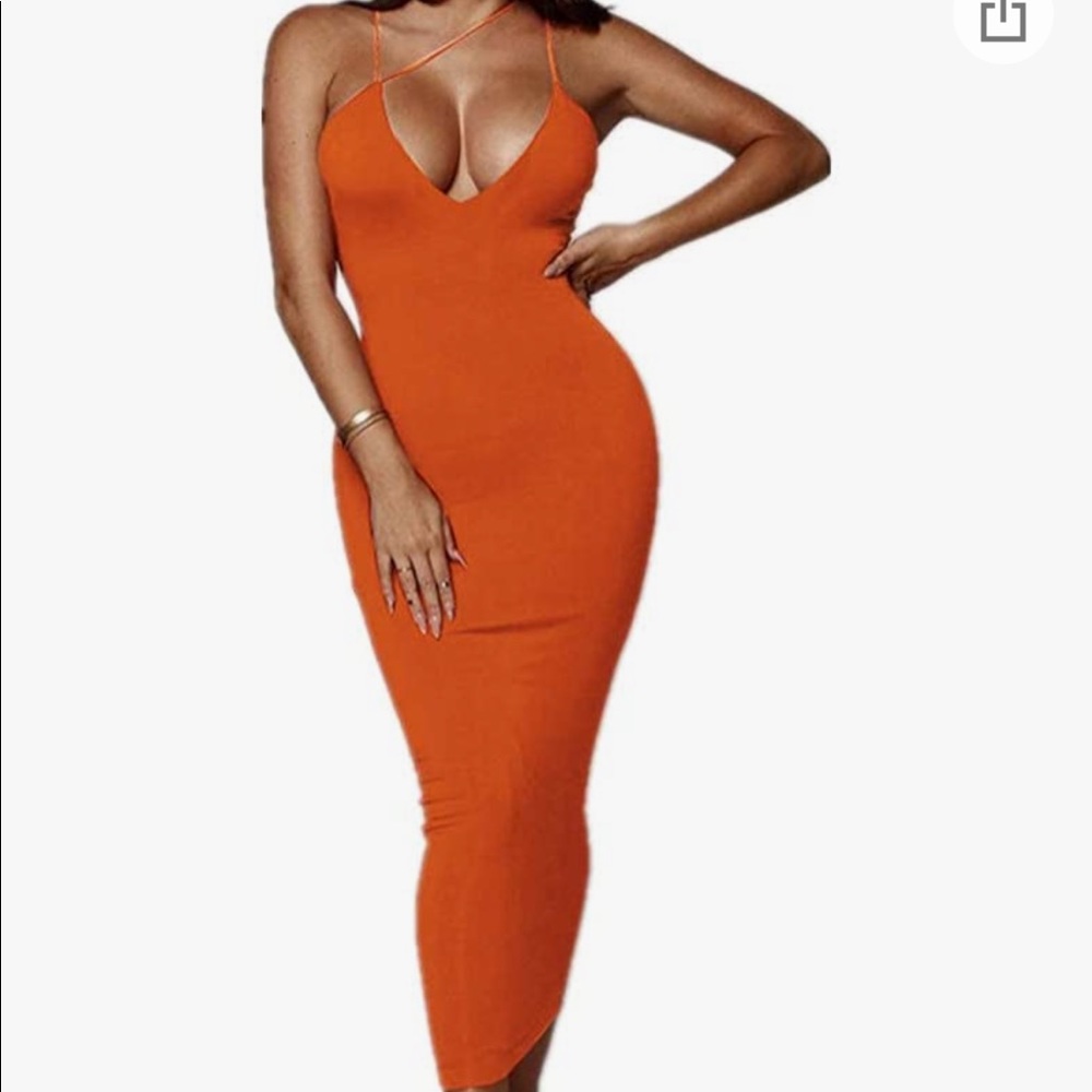 Orange bodycon dress
